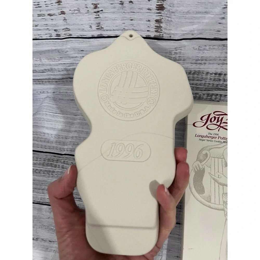 Vintage Longaberger Pottery Cookie Mold Christmas Angel JOY Bakeware 1996 USA